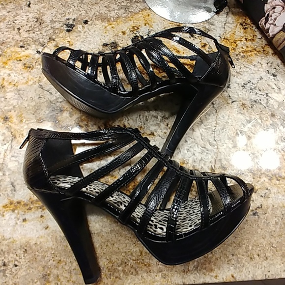 Qupid Black Cage High Heel Sandals US 8.5 - Picture 3 of 7